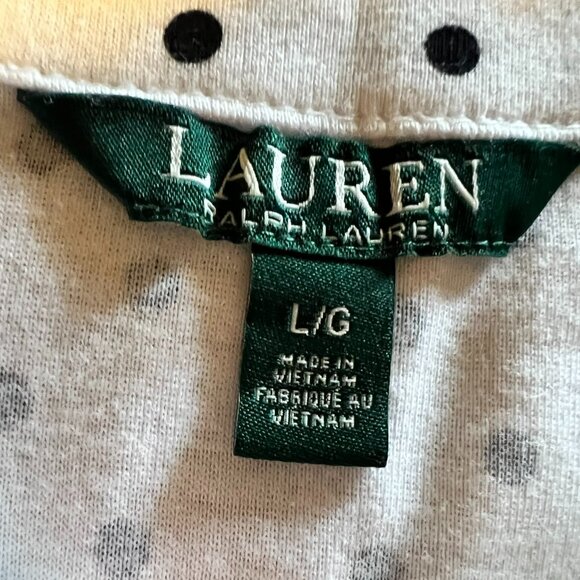 Ralph Lauren White Boatneck T-Shirt with Black Polka Dots - Large - Picture 4 of 5